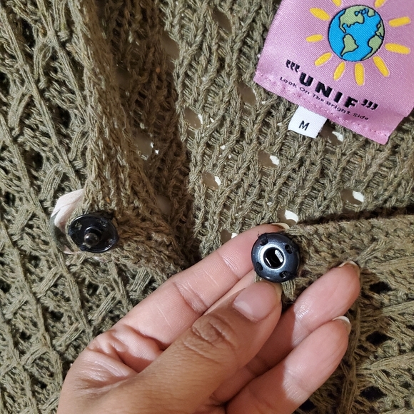 Unif Garden Sweater Crotchet Flower Button Size M - Picture 7 of 10